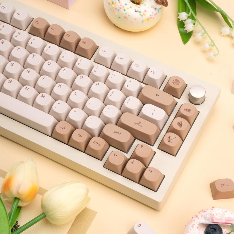 TIMSEKER 119 Keys Retro Minimalist Brown and Grey Keycaps, Custom MA Profile PBT Dye Sub Keycaps for ANSI Layout Cherry Mx Mechanical Keyboard (Only Keycap) - Image 5
